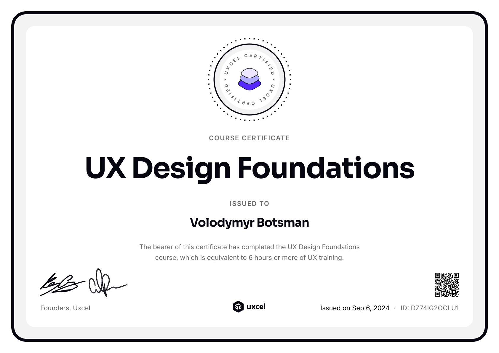 UX Design Foundations certificate